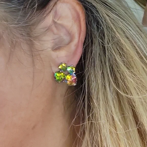 Prismatic Cube Cluster Earrings, S925 posts - Picture 5 of 10